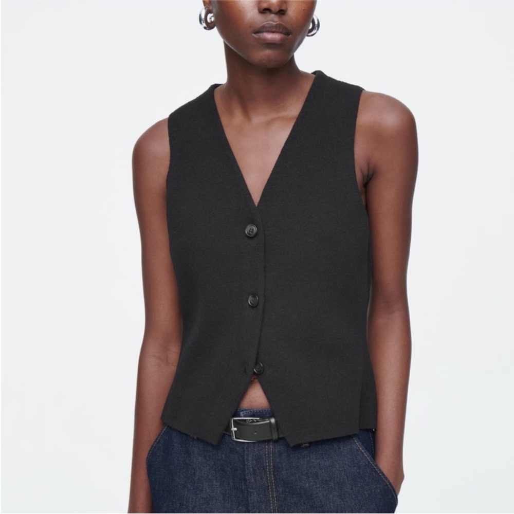 COS Black Button-Up Vest